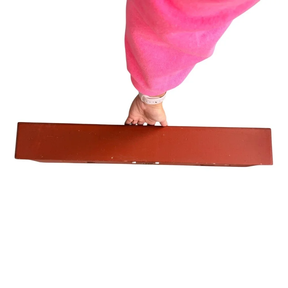 Vtg Red Wooden Heart Cutout Wall Shelf Peg Cottagecore Farmhouse Entryway Rustic